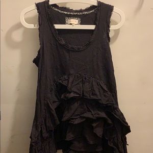 Brown Meadow Rue tank with ruffles